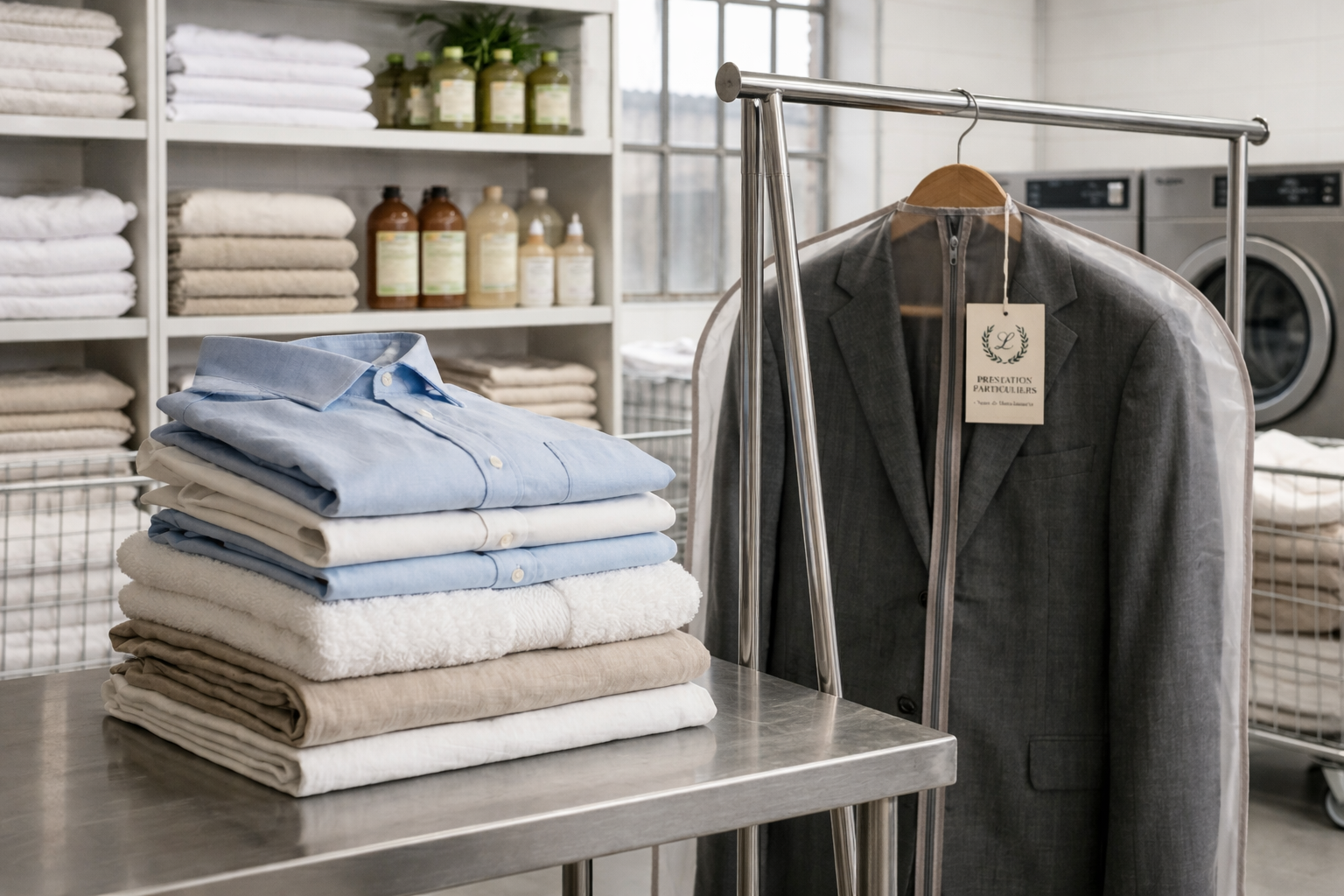 Linge propre plié, particuliers